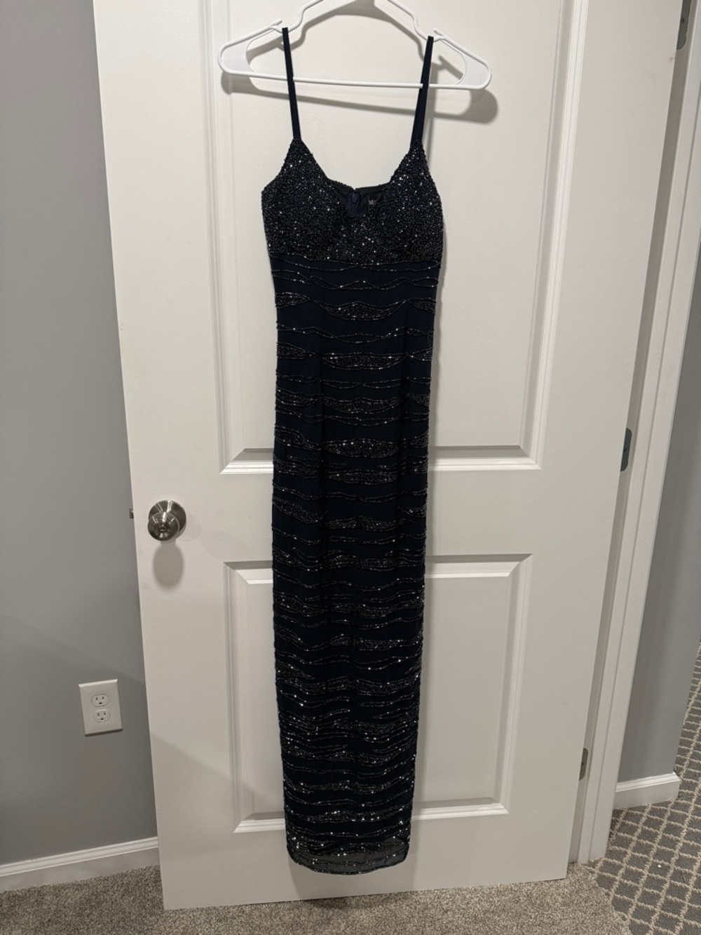 Morgan & Co. Black Beaded Maxi Dress